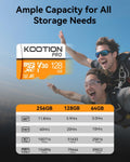 KOOTION 128GB Micro SDXC UHS-I U3 V30 A1 Memory Card - High Speed TF Card for Phone, Camera