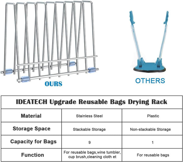 IDEATECH Bags Rack, Drying Rack for Bags, Stainless Stand, File Organizer Desktop Storage Book Shelf, Kitchen Storage & Organization (Silver)