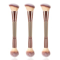 3PCS Double Ended Makeup Brush, round Top Brush for Blush, Slant Brush for Contour and Highlighter, Perfect For