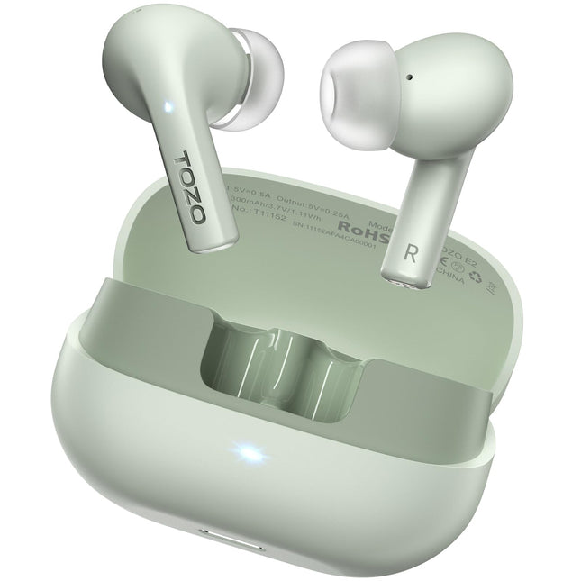 TOZO E2 Wireless Earbuds 10Mm Drivers with Powerful Bass, App Customize 32 Eqs, with 2 Mics AI Call Noise Cancellation, 