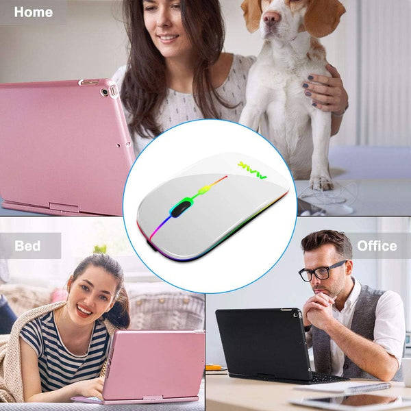 Wireless Bluetooth Mouse for Laptop, Rechargeable Mouse 2.4G USB Optical Wireless Mouse, LED Slim Dual Mode(Bluetooth 5.0 and 2.4G) Wireless for