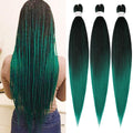 Green Pre Stretched Braiding Hair 26 Inch Braiding Hair Extensions Hot Water Setting Synthetic Hair Pre Stretched Crochet Braids Hair(26 Inch,3