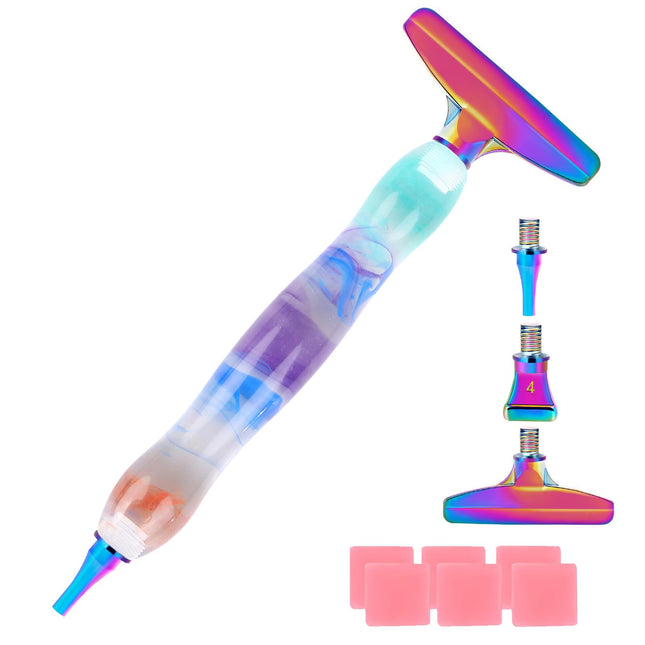 Diamond Painting Pen Accessories Tools Set,1Pcs Diamond Art Pen and 3PCS Colorful Metal Screw Thread Multi Placer Tips,D