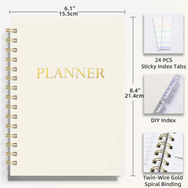 Undated Weekly and Monthly Planner Spiral Bound- Weekly Goals Planner Notebook, Weekly to Do List, Habit Tracker Journal, Academic, Aesthetic,