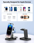 Charging Station for Multiple Devices - ADADPU 3 in 1 Charger Stand for Apple Watch Series 8/7/6/5/4/3/2/SE Phone Charging Dock for Airpods Iphone