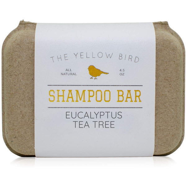 The Yellow Bird Eucalyptus Tea Tree Shampoo Bar. All Natural & Organic Ingredients. Sulfate Free, Detergent Free, Color Safe, and Silicone Free.
