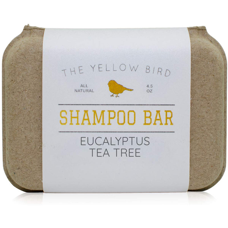 The Yellow Bird Eucalyptus Tea Tree Shampoo Bar. All Natural & Organic Ingredients. Sulfate Free, Detergent Free, Color Safe, and Silicone Free.