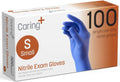 Caring Nitrile Exam Gloves, Blue, Powder-Free, Disposable Gloves for Medical Care, First Aid, Cleaning, Food Prep