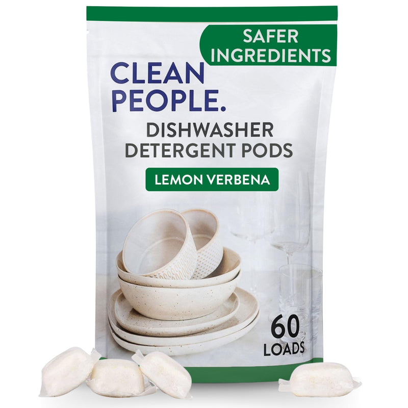 The Clean People Dishwasher Pods - Cuts Grease & Rinses Sparkling Clean - Residue-Free - Phosphate Free Dishwashing Pods - Lemon, 60 Pack