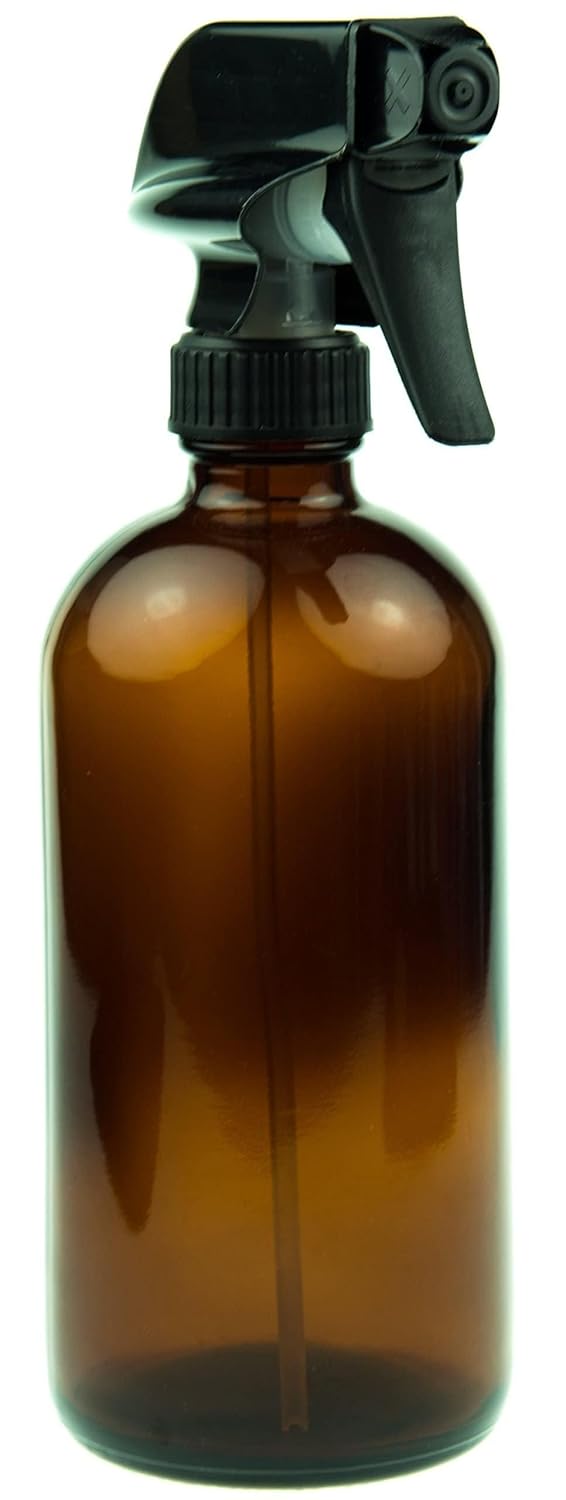 Sally'S Organics 16Oz Amber Glass Spray Bottle for Thieves Cleaner, Essential Oils, Cleaning Solutions & Plants - Refillable, Chemical-Resistant,