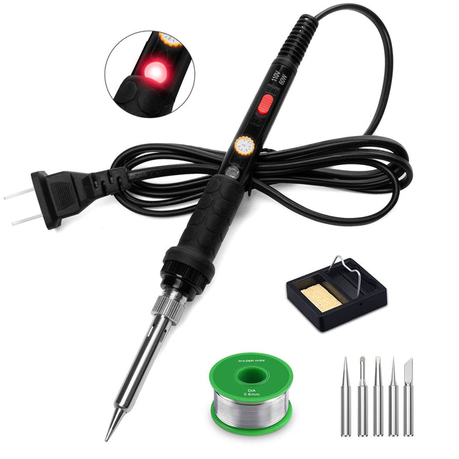 Soldering Iron Kit, 60W 110V Soldering Irons, Adjustable Temperature Soldering Welding Tool Kit with Extra 5pcs Tips, St