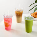 AOZITA [100 Sets 12 oz Clear Plastic Cups With Lids and Straws, Disposable Cups With Lids for Iced Coffee, Smoothie, Milkshake and Cold Drinks. 12 Oz.