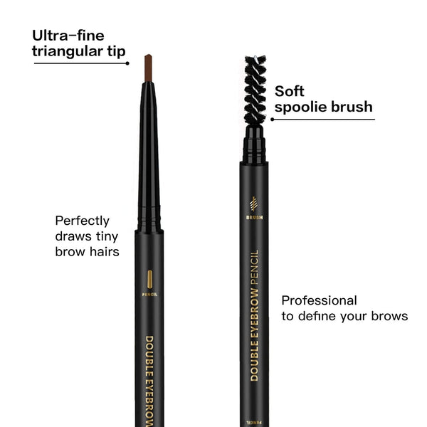 3 Pcs Waterproof Eyebrow Pencil Dark Brown, Premium Eye Brow Pencil Brn with Spoolie Brush, Longwearing for Perfect Brows, Professional,