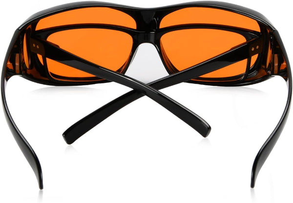 Eyekepper 100% Blue Light Reduction,Huge Fitover Anti-Blue Blocking Computer Eyeglasses with Extra Amber Lenses, Black