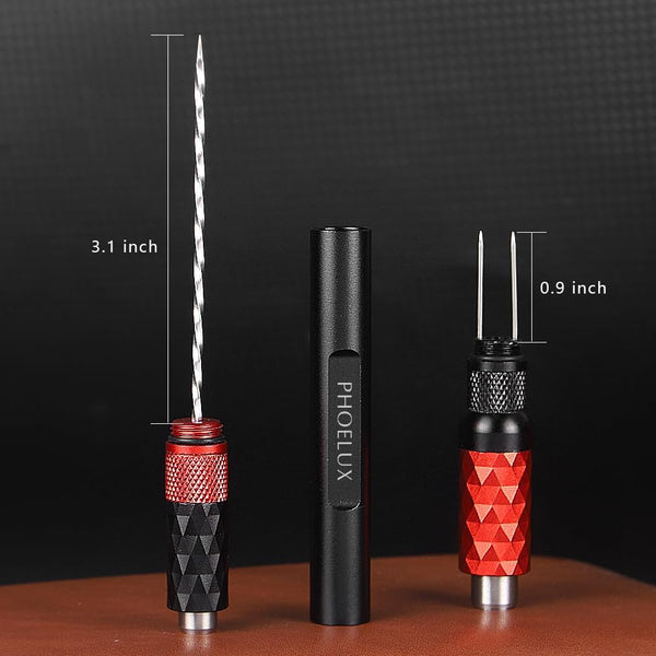Cigar Punch Multitool 4-In-1 Cigar Draw Enhancer Tool, Twin Needle, Retractable and Screw Out Cigar Double End Punch-2 Size Blades Cigar Hole