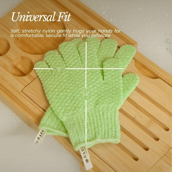 Bare Botanics 4 Pack Exfoliating Gloves for Shower (Lavender) - 100% Nylon Fibers - Exfoliating Bath Gloves - Shower Scrubber & Dead Skin Remover