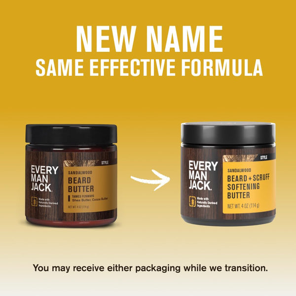Every Man Jack Beard Butter- Subtle Sandalwood Fragrance - Hydrates and Styles Dry, Unruly Beards While Relieving Itch - Naturally Derived with