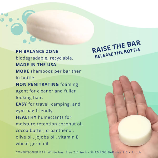 Spiraleaf Shampoo Bar & Conditioner Bar Set, PEPPERMINT Pure Essential Oils, Light Scent, Limited Ingredients, Concentrated Formula, Made USA,