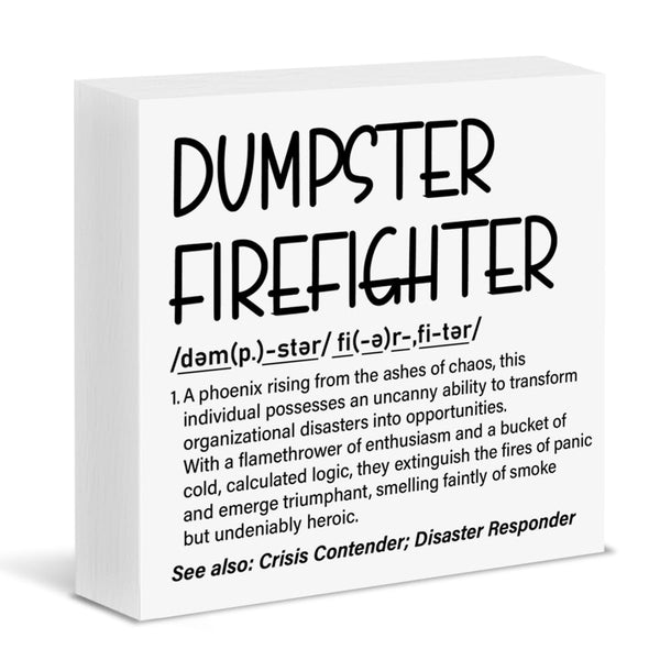 Funny Office Wooden Sign Dumpster Fire Desk Accessories This Little Light of Mine I'M Gonna Let It Shine Wood Block Box Sign Office Desk Shelf Decor