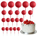 ASTARON 20 Pcs Ball Cake Topper Decorations Mini Balloons Cake Topper Sticks Red Balls Cake Picks Cake Topper Balls for Graduation Birthday Cake