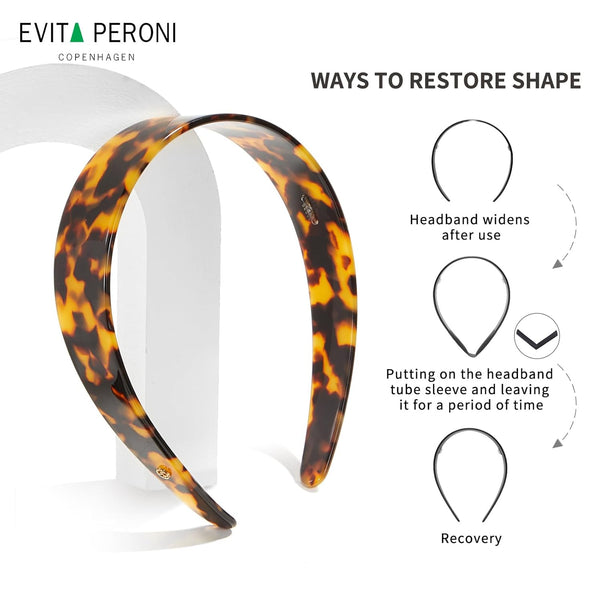 EVITA PERONI Wide Headbands for Women with Teeth Acetate Resin Hair Bands for Women'S Hair No Headache Headband No Slip Hairbands-Tortoise