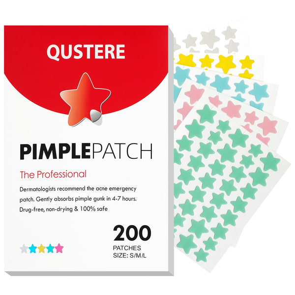 Pimple Patches for Face, Hydrocolloid Acne Patches, Cute Star Zit Covers, Colorful Spot Stickers with Tea Tree, Salicylic Acid & Cica Oil| 3 Sizes