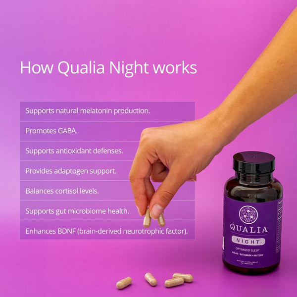 NEUROHACKER COLLECTIVE Qualia Night Sleep Aid | Non-Habit Forming | Science-Backed Supplement for Deep Refreshing Sleep | Melatonin-Free, Vegan,