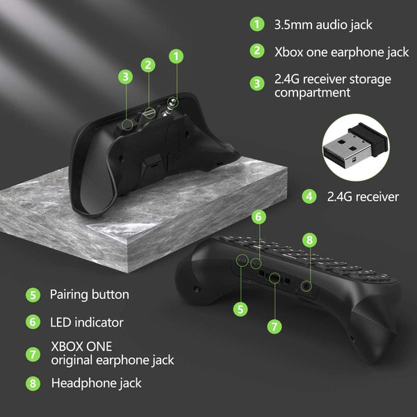 Timovo Green Backlight Keyboard for Xbox One, Xbox Series X/S,Wireless Chatpad Message Keypad with Headset & Audio Jack,Mini Game Keyboard Fit
