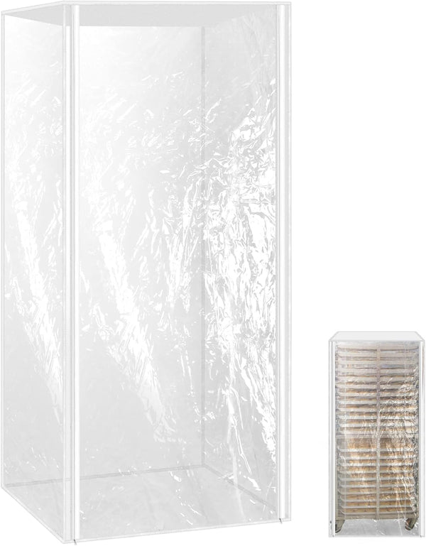QWORK Bun Pan Rack Cover with Zippers, Clear Plastic Sheet Pan Rack Cover, 28" L X 23" W X 61" H, 20-Tier
