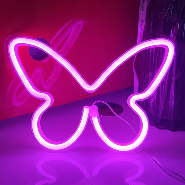 JYWJ Butterfly Neon Sign,USB or 3-AA Battery Powered Neon Light,LED Table Decoration,Bedroom Wall Decoration,Birthday Gift,Wedding Supplies