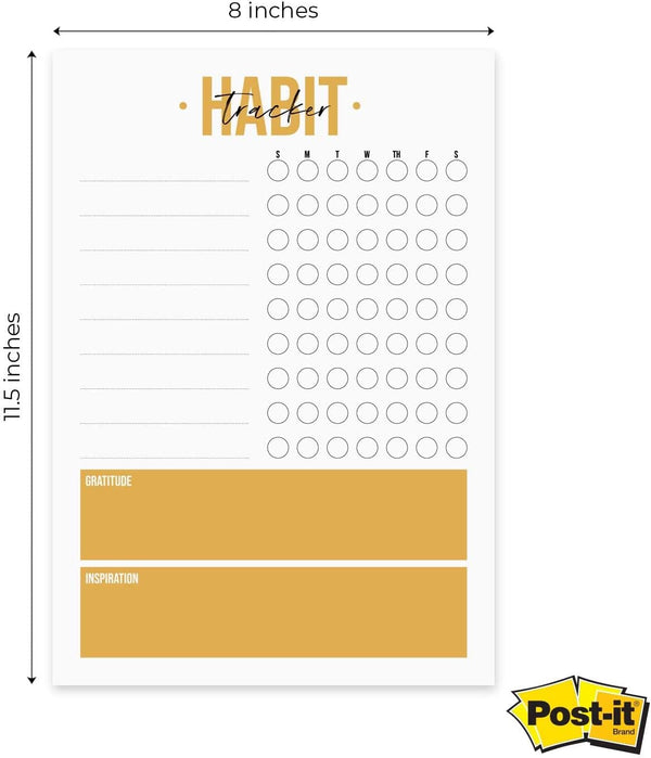 Modern Habit Tracker Sticky Note Pad / 50 Sheets / 8" X 11.5" Positive Habit List Sticky Notes/Weekly Accountability Checklist/Made in the USA