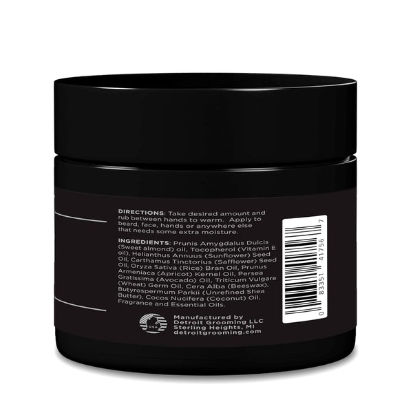 Detroit Grooming Co. Beard Butter for Men | Softens, Thickens & Hydrates with Safflower Oil & Shea Butter | Black Scent, 2Oz