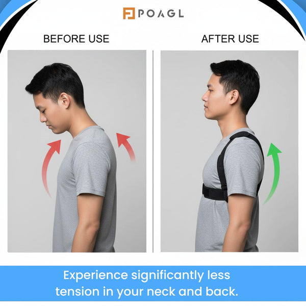 POAGL Posture Corrector for Men | Universal Fit Adjustable Upper Back Brace for Clavicle to Support Neck, Back and Shoulder Pain Relief Kyphosis