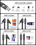 4 in 1 USB Charging Cable PD 60W Fast Charging & Data Sync USB C Cable Multi Charging Cable with Type C/USB a Ports for Power Bank, Galaxy, 10 Inches
