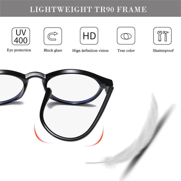 HJSTES Vintage Blue Light Glasses for Women Men round Bluelight Blocking Glasses Thick TR90 Frame Eyeglasses