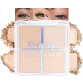 Kaely Powder Eyeshadow Quad, Vanilla Nude Beige Matte Shimmer Eyeshadow Palette Makeup, Neutral Eye Shadow Palette for Older Women Pigmented