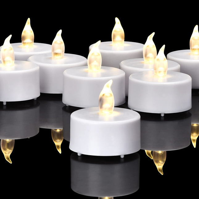 Battery Operated Flameless Tea Lights, Led Flickering Electric Votive Candle 24 Pack Realistic and Bright for Seasonal, 