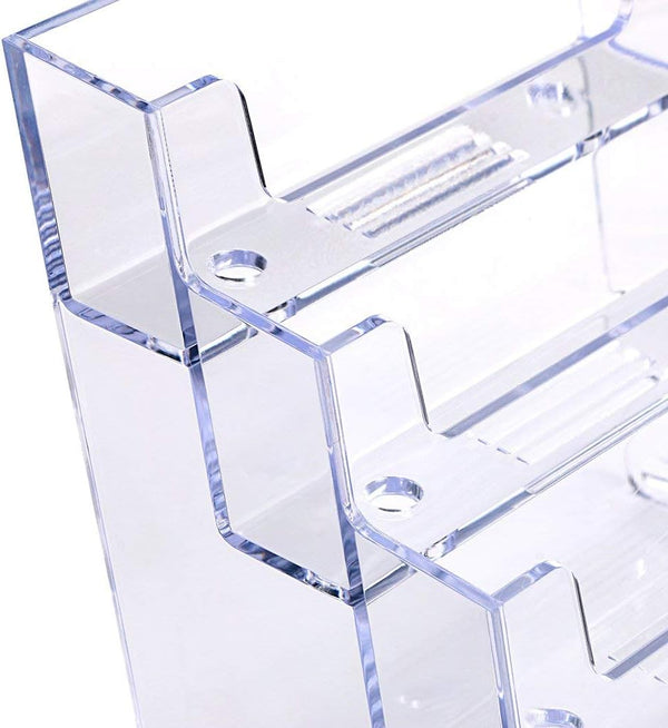 FTOF 3 Pockets Acrylic Business Card Holder Stand Clear Desktop Countertop Office Business Organizer Acrylic Index Card Filling Display for Desk 2