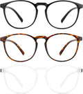 Przene 3 Pack Blue Light Blocking Glasses Women/Men,Retro round Computer Glasses anti Eye Strain/Uv/Glare, Gaming Glasses. (Black/Crystal/Amber)