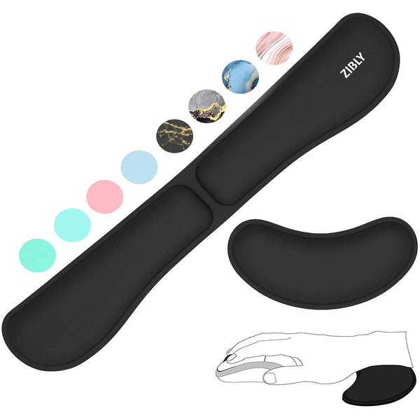 Zibly Ergonomic Gel Memory Foam Keyboard Wrist Rest & Mousepad Rests for Computer, Silky Wrist Rest for Typing, Laptop, and Mouse Desk Pads