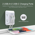 USB Wall Charger, Surge Protector, QINLIANF 5 Outlet Extender with 4 USB Charging Ports (4.8A Total) 3-Sided 1680J Power Strip Multi Plug Outlets