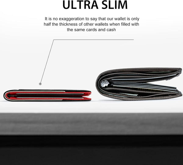 GSOIAX Mens Slim Wallet RFID Blocking Bifold Wallets for Men Minimalist Genuine Leather Carbon Fiber Card Holder Money Clip Thin Mens with Gift