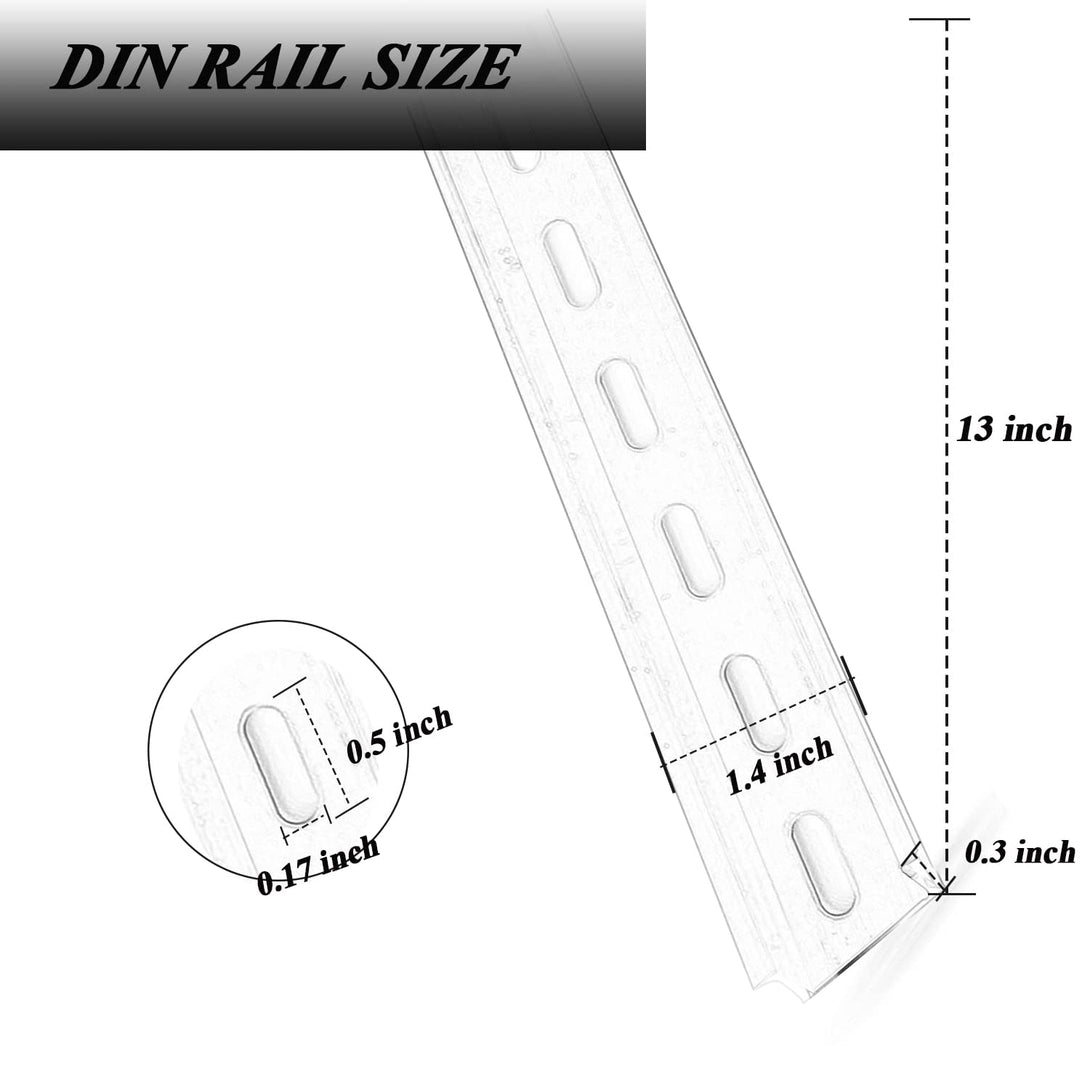2 Piece DIN Rail Slotted for Hardware Components Mounting, Aluminum Din Rails with Rohs - 13 Inches Long, 35Mm Width, 7.5Mm Height