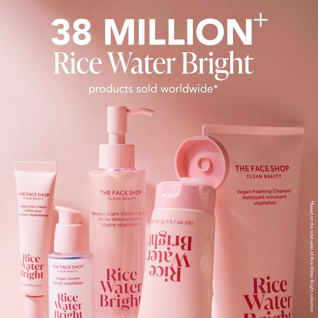 The Face Shop Rice Water Bright Light Facial Cleansing Oil, Daily Makeup Remover, Oil Cleanser, Vegan, Korean Skin Care with Jojoba Oil, Face Pore Cleanser, 150Ml