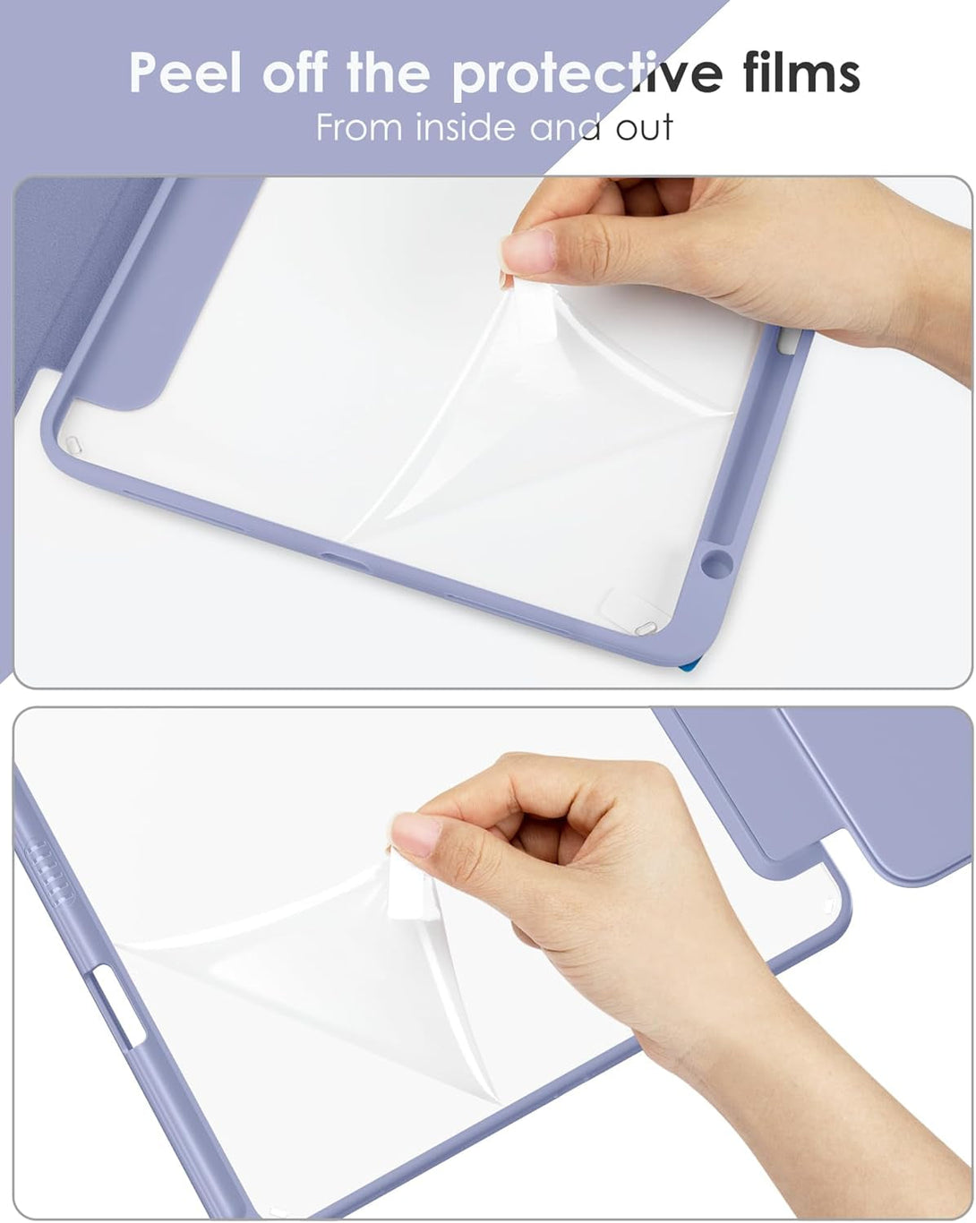 VIKESI Case for Ipad (A16) 11-Inch 2025 and Ipad 10Th Generation 10.9 Inch 2022, Clear Back and TPU Shockproof Frame Cover [Built-In Pencil Holder, Support Auto Sleep/Wake] - Blue Purple