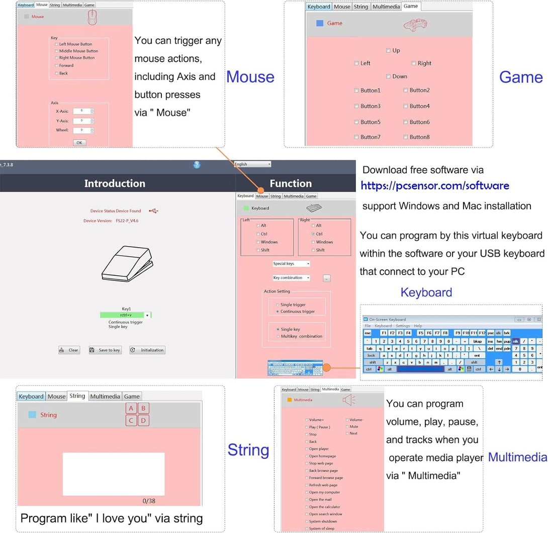 Ikkegol Upgraded 2023 Digital Optical USB Foot Pedal, USB Single Foot Switch Game Control, One Key Programmable Footswitch Mouse Keyboard for Video Game Push to Talk, Transcription HID (Single Pedal)