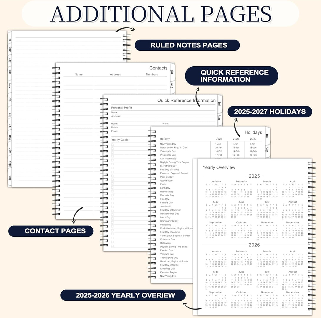 2025-2026 Planner - 9” × 11”, from JUL. 2025 to JUN. 2026, Weekly and Monthly Academic Planner 2025-2026, Inner Pocket, Premium Paper, Twin-Wire Binding, Make Your Life Productive - Black