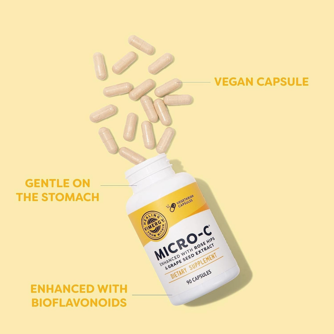 Vimergy Micro-C® Vitamin C Capsules – 500Mg per Capsule, Supports Immune Health*, Promotes Collagen Production, Supports Healthy Bones*, Kosher, Vegan & Gluten-Free, Travel Size 90 Capsules