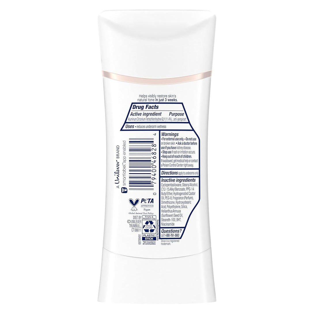 Dove Even Tone Antiperspirant Deodorant Stick Apple Blossom & Mango Butter 3 Count for Uneven Skin Tone 2.6 Oz