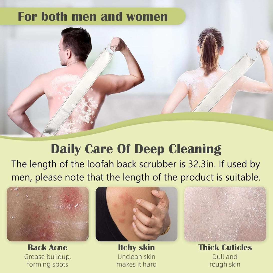 Natural Loofah Sponge Back Scrubber for Bath Shower, Exfoliating Body Scrubber, Shower Loofah Scrubber for Men and Women, Bath Sponge, Body Scrub, to Clean Your Body Deeply, Invigorate Your Skin